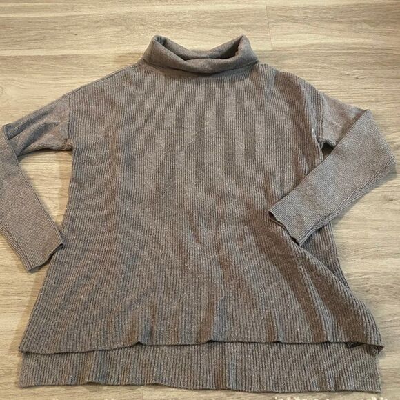 Devotion By Cyrus Womens Gray Cowl Neck Ribbed Hi Low Pullover Sweater Sz Small - Picture 1 of 7